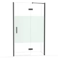 Maxaro Diamond Douchedeur | 120 cm Zwart chroom Helder met matte strook Draaideur