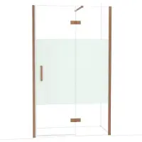 Maxaro Diamond Douchedeur | 120 cm Koper Helder met matte strook Draaideur