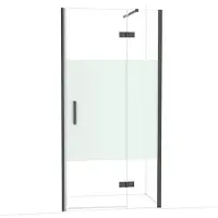 Maxaro Diamond Douchedeur | 100 cm Zwart chroom Helder met matte strook Draaideur
