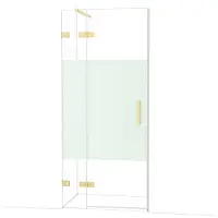 Maxaro Diamond Douchedeur | 90 cm Lichtgoud Helder met matte strook Draaideur