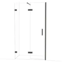 Maxaro Diamond Douchedeur | 110 cm Zwart chroom Helder glas Draaideur