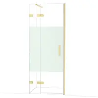 Maxaro Diamond Douchedeur | 80 cm Lichtgoud Helder met matte strook Draaideur