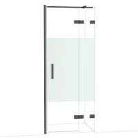 Maxaro Diamond Douchedeur | 80 cm Zwart chroom Helder met matte strook Draaideur