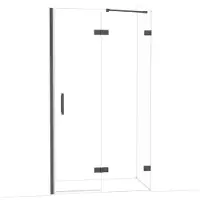 Maxaro Diamond Douchedeur | 110 cm Zwart chroom Helder glas Draaideur