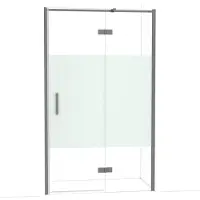 Maxaro Diamond Douchedeur | 120 cm Zwart metaal Helder met matte strook Draaideur