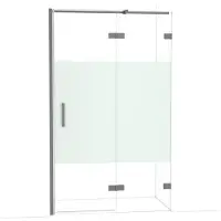 Maxaro Diamond Douchedeur | 120 cm Zwart metaal Helder met matte strook Draaideur