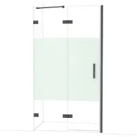 Maxaro Diamond Douchedeur | 110 cm Zwart chroom Helder met matte strook Draaideur