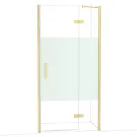 Maxaro Diamond Douchedeur | 100 cm Lichtgoud Helder met matte strook Draaideur