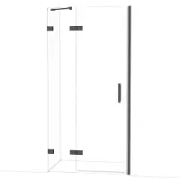 Maxaro Diamond Douchedeur | 100 cm Zwart chroom Helder glas Draaideur