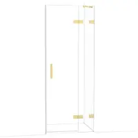 Maxaro Diamond Douchedeur | 80 cm Lichtgoud Helder glas Draaideur