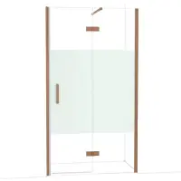 Maxaro Diamond Douchedeur | 110 cm Koper Helder met matte strook Draaideur
