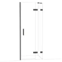 Maxaro Diamond Douchedeur | 80 cm Zwart chroom Helder glas Draaideur