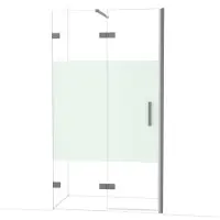 Maxaro Diamond Douchedeur | 110 cm Zwart metaal Helder met matte strook Draaideur