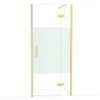 Maxaro Diamond Douchedeur | 90 cm Lichtgoud Helder met matte strook Draaideur