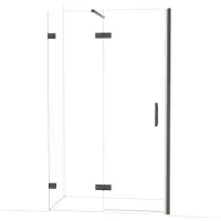 Maxaro Diamond Douchedeur | 120 cm Zwart chroom Helder glas Draaideur