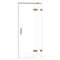 Maxaro Diamond Douchedeur | 90 cm Koper Helder glas Draaideur