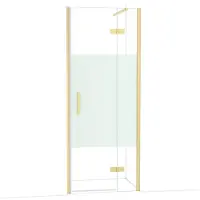 Maxaro Diamond Douchedeur | 80 cm Lichtgoud Helder met matte strook Draaideur