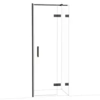 Maxaro Diamond Douchedeur | 80 cm Zwart chroom Helder glas Draaideur