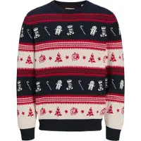 Jack & Jones Trui 'JJXmas Noel' donkerblauw / rood / wit