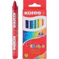 Kores Waskrijt set 12 kleuren. Niet-giftige pigmenten, driehoekige vorm.
