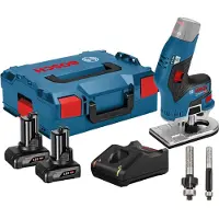 Bosch Accu-kantenfrees GKF 12V-8 12 V / 2x 4,0 Ah Accu + Oplader incl. 2x Frezen in L-Boxx