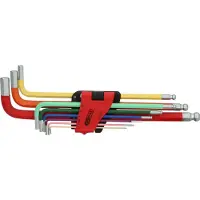 Ks Tools 1514420 Inbus Haakse schroevendraaierset 1.5 mm, 2 mm, 2.5 mm, 3 mm, 4 mm, 5 mm, 6 mm, 8 mm, 10 mm 9-delig