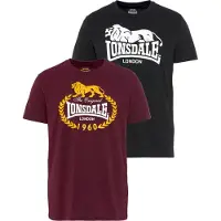 Lonsdale Shirt 'Ecclaw' geel / wijnrood / zwart / wit