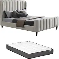 Vente-unique Bedframe stof lichtgrijs 160 x 200 cm CASAGOTI