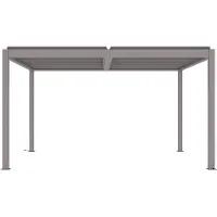 Vente-unique Bio-klimatologische zelfdragende elektrische pergola, taupegrijs, in aluminium met draaibare lamellen 12 m² - AMADORA