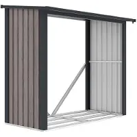 Vente-unique Houtstapelplaats van metaal in gegalvaniseerd staal met houteffect 1,98 m³ - 2,5 stapelmeter - L182 x D89 x H156 cm - BIRWOOD