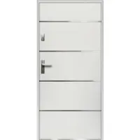 Vente-unique Voordeur van massief en roestvrij staal H 207 x B 100 cm, wit - 55 cm dikte - Draait rechts open - NAXARA