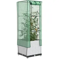 vidaXL Plantenbak verhoogd met kashoes 40x40x139 cm rattanlook