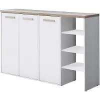 Vente-unique Schoenenkast met 3 deuren en 3 opbergvakken - Wit en houtlook - SKAIDO