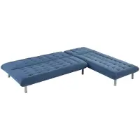 Vente-unique Moduleerbare bedbank in stof HORNET - Blauw