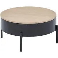 Vente-unique Salontafel met opklapbaar blad van MDF en metaal - Zwart en naturel - NIMORA