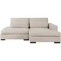 Vente-unique Hoekslaapbank met hoek rechts van beige ribfluweel SELIORA
