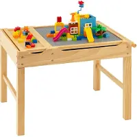 Coast Kindertafel - 2-in-1 - Omkeerbaar Tafelblad - Opbergruimte - Papierrol - Naturel