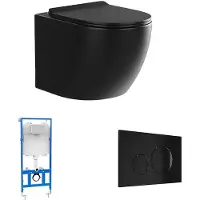 Vente-unique Pakket zwevend toilet mat zwart met frame en drukplaat - JAVOINE L 36 cm x H 36 cm x D 53.5 cm