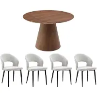 Vente-unique Set van tafel ANTALIZA + 4 stoelen NIYAMA - Donker naturel en grijs