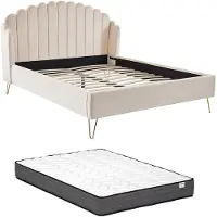 Vente-unique Bedframe fluweel beige 140 x 190 cm SAGALI