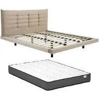 Vente-unique Bedframe stof beige 140 x 190 cm NISATIO