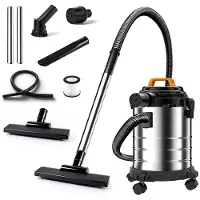 Fuegobird - Electric wet and dry vacuum cleaner - krachtig 2000W - Grote capaciteit 18 L - 4m cord - Blower connection - 7 accessoires - 1.6 m plastic hose - HEPA filterl - Bouwstofzuiger - RVS zuiger