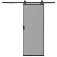 Vente-unique Schuifdeur met ophangsysteem - Aluminium en gerookt gehard glas - H205 x B63 cm - LINCI II