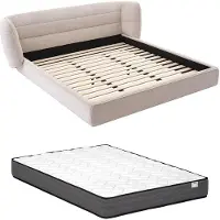 Vente-unique Bedframe stof beige 140 x 200 cm LARUMO