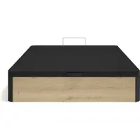 Vente-unique Bedbodem met opbergruimte 160 x 200 cm - Lichte houtlook en zwart - NAMOSI van YSMÉE