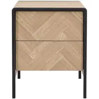 Vente-unique Nachtkastje - 2 lades - MDF en metaal - Kleuren: houtlook en zwart - TUMACO