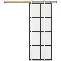 Vente-unique Schuifdeur met schuifsysteem van aluminium en mat gehard glas - H205 x B93 cm - WILDEN II