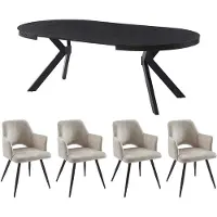 Vente-unique Set tafel KOMONI + 4 stoelen KADIJA - Zwart en beige