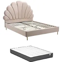 Vente-unique Bedframe fluweel beige 140 x 190 cm LIVAYA