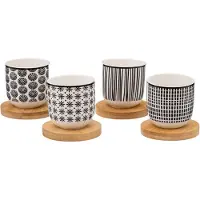 Bohemia Set van 4 kopjesSet van 4 kopjesSet van 4 kopjes van 10cl - "ZWART EN WIT"